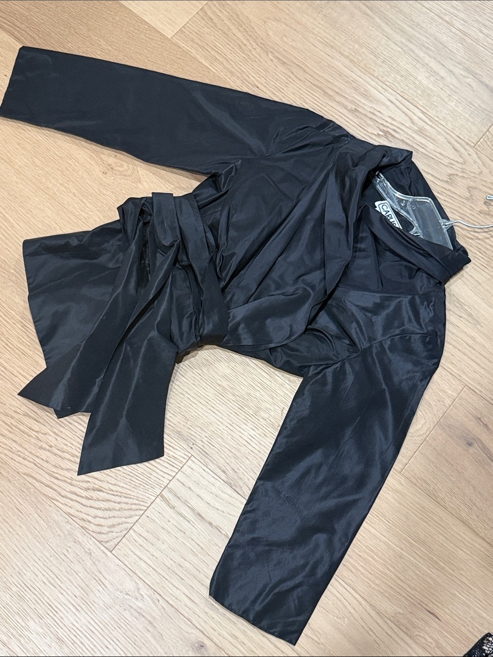 Carlisle Black Wrap-Front Cropped Jacket with Self-Tie
